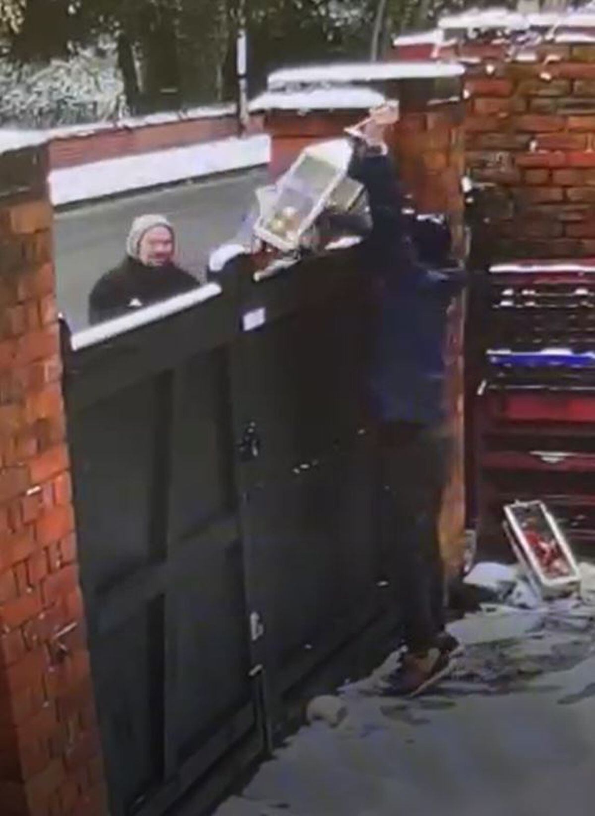 CCTV stills showing the suspects with items 