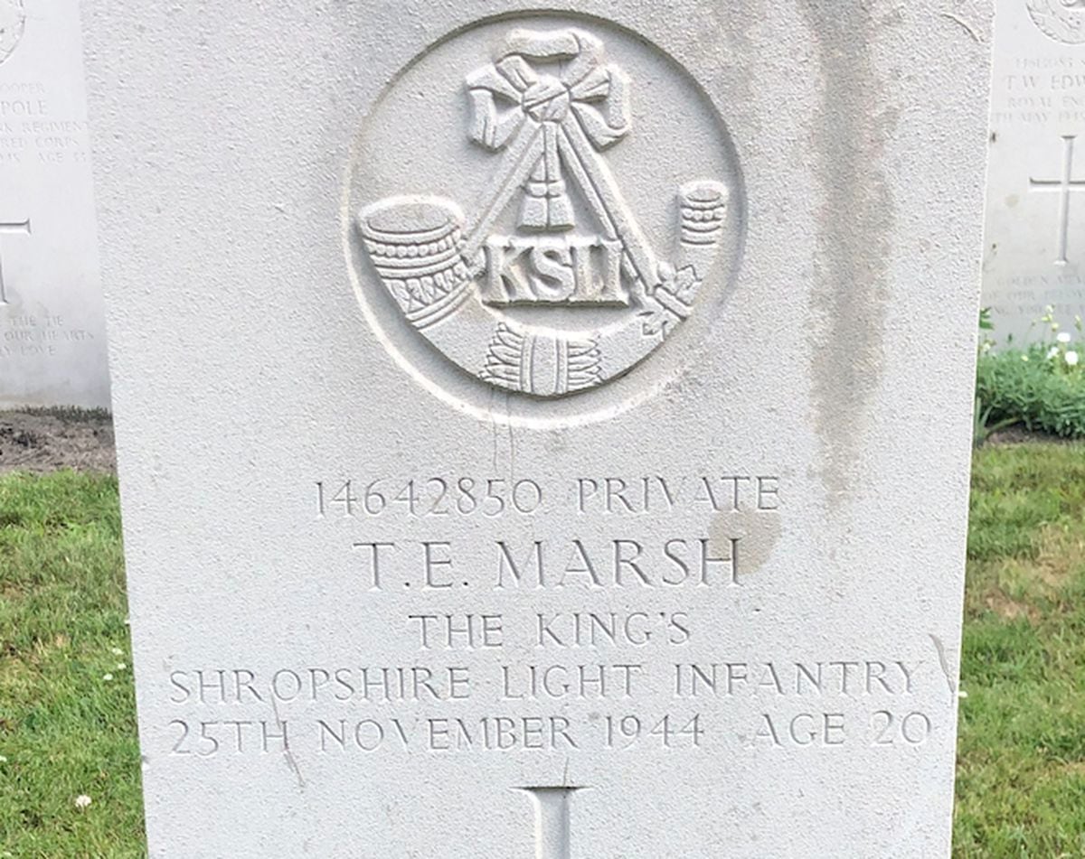 The war grave in the Netherlands of Private Thomas Enoch Marsh.