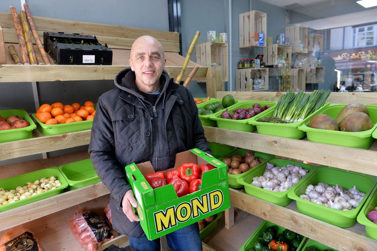 Optimistic Earl Grant selling fruit and veg in West Bromwich