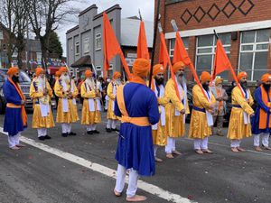 This year's Vaisakhi procession from Wednesfield to Willenhall. [Photo: Sureena Brackenridge]