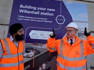 Levelling Up Secretary Michael Gove with project manager Subeagh Singh at the Willenhall Railway Station site
