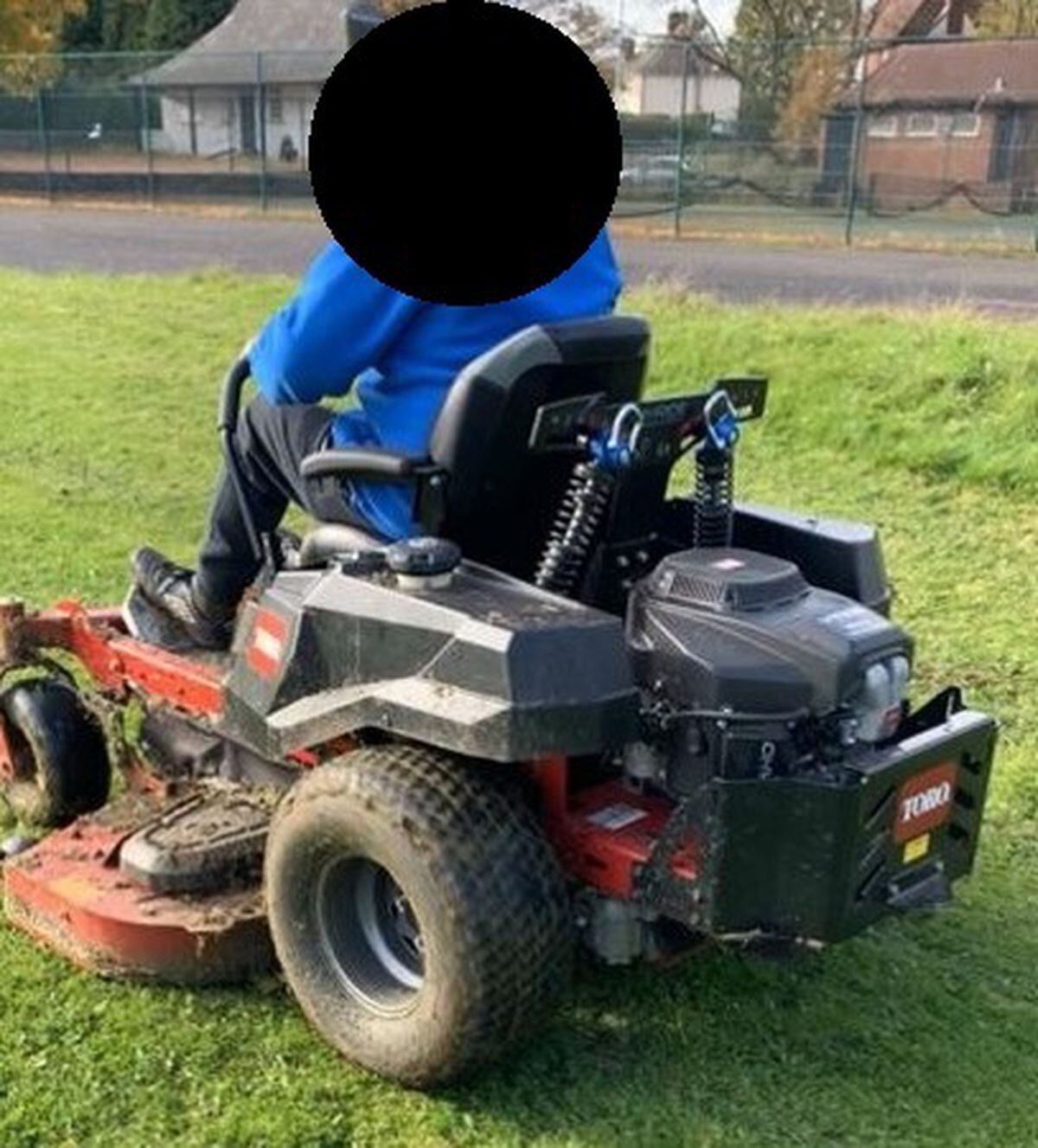 The ride-on mower is part of £12,000 worth of items stolen