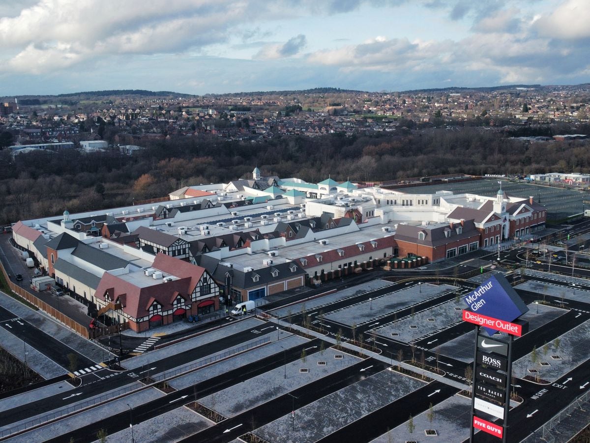 Aerial image showing the progress at the soon to be completed designer outlet shopping desination in Cannock. Pic: Paul Turner of Facebook PTaerialphotography, from Willenhall 