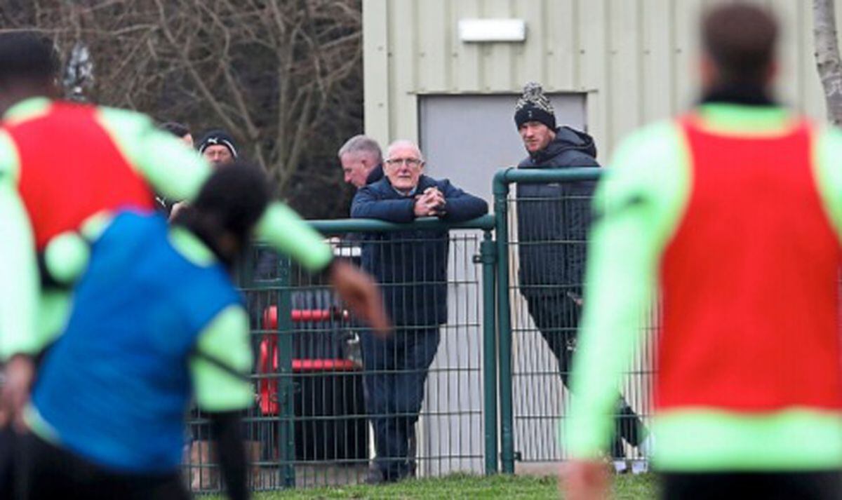 Bomber looks on at Albion training (Photo by Adam Fradgley/West Bromwich Albion FC via Getty Images).