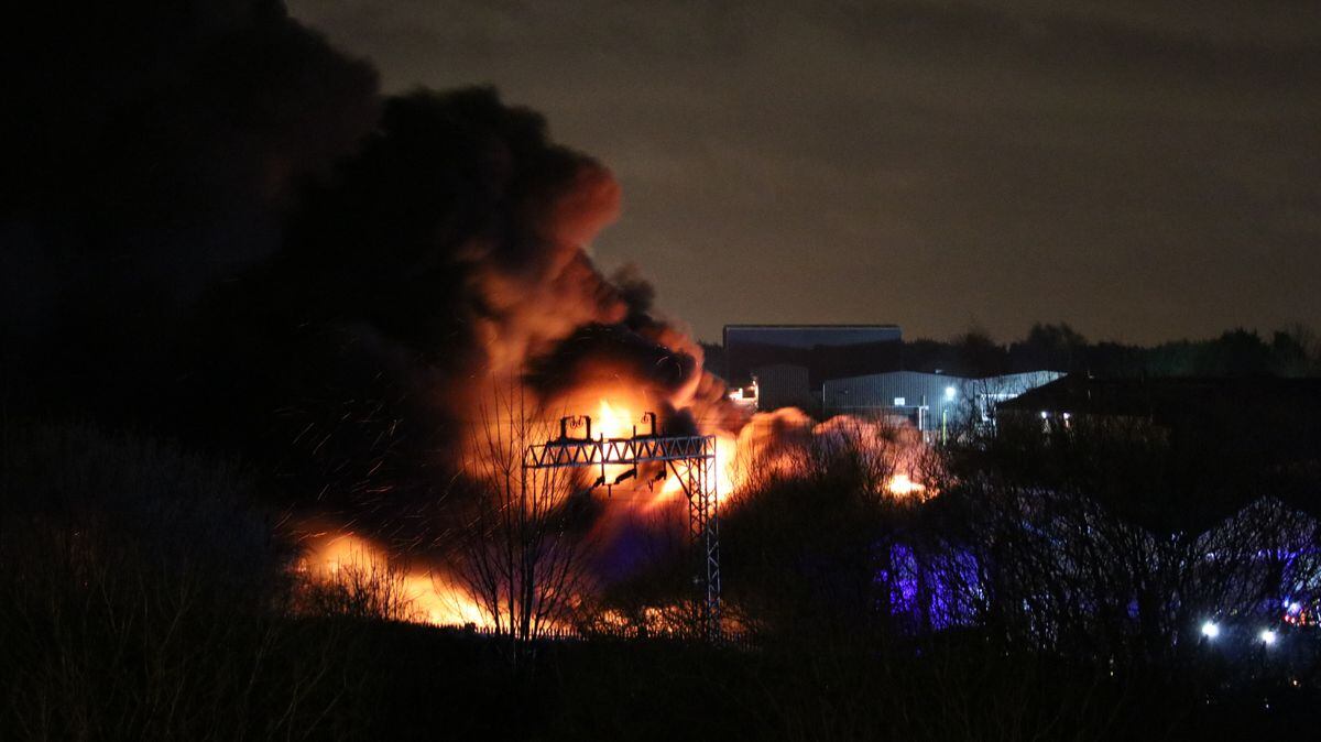 The huge fire in Alma Street, Heath Town. Picture: Damien Martin