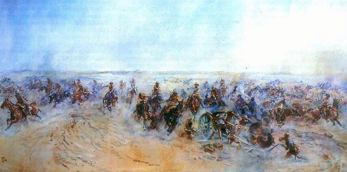  Lady Butler's painting of the Charge at Huj