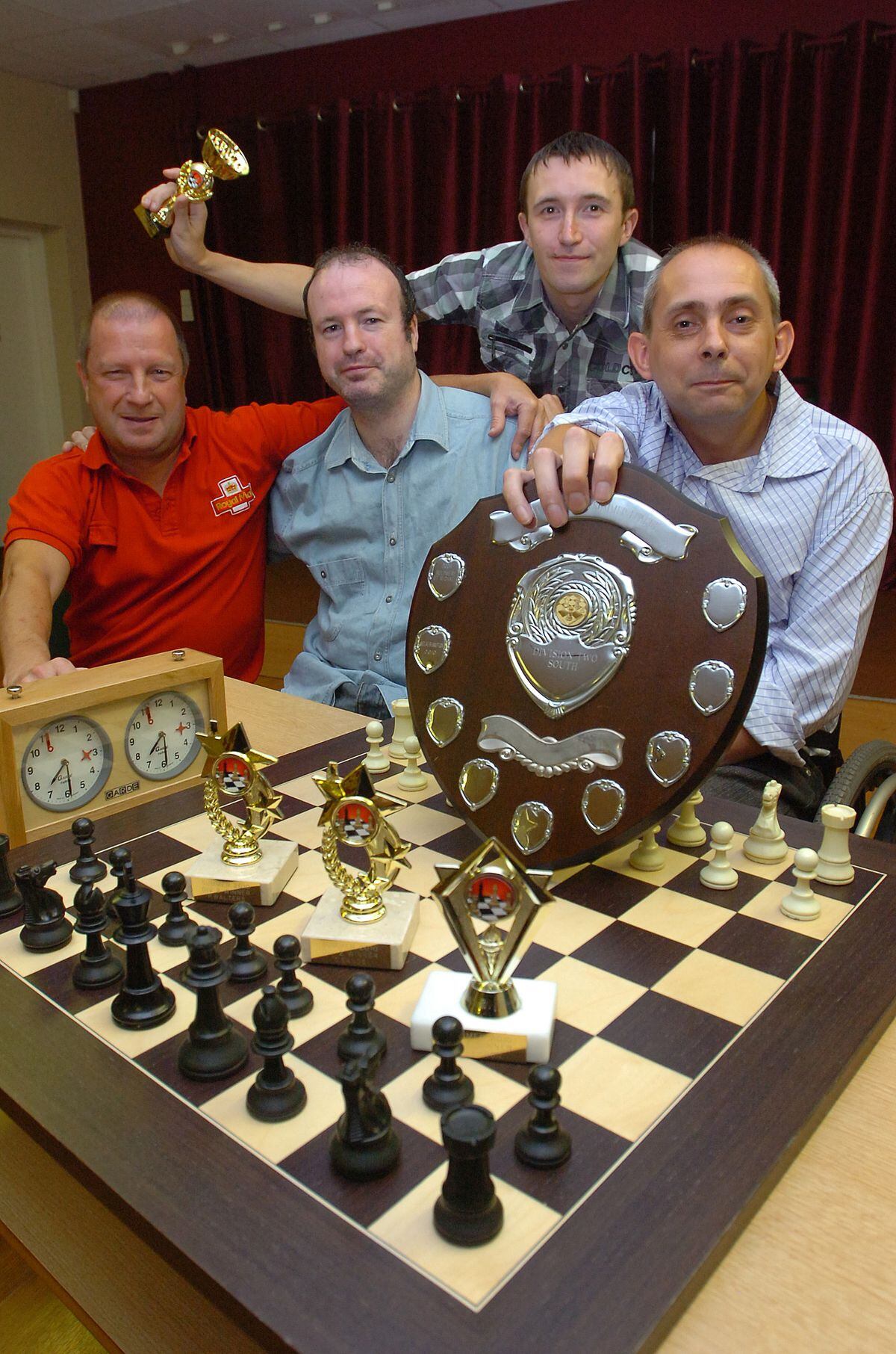 Steve, left, with colleagues from Wolverhampton Chess Club after winning the Wolverhampton Summer League Division Two in 2010.