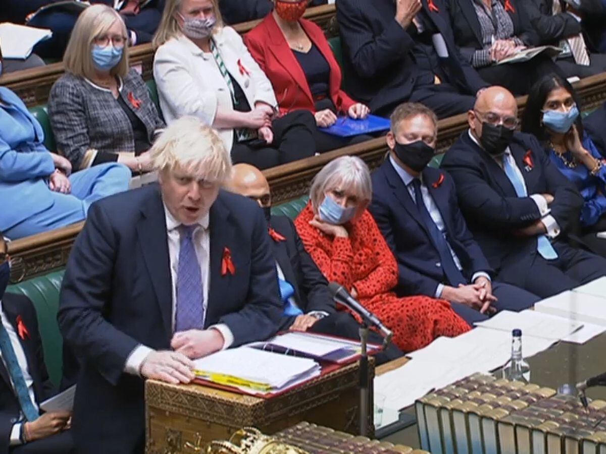 Prime Minister Boris Johnson addressing MPs during PMQs on December 1