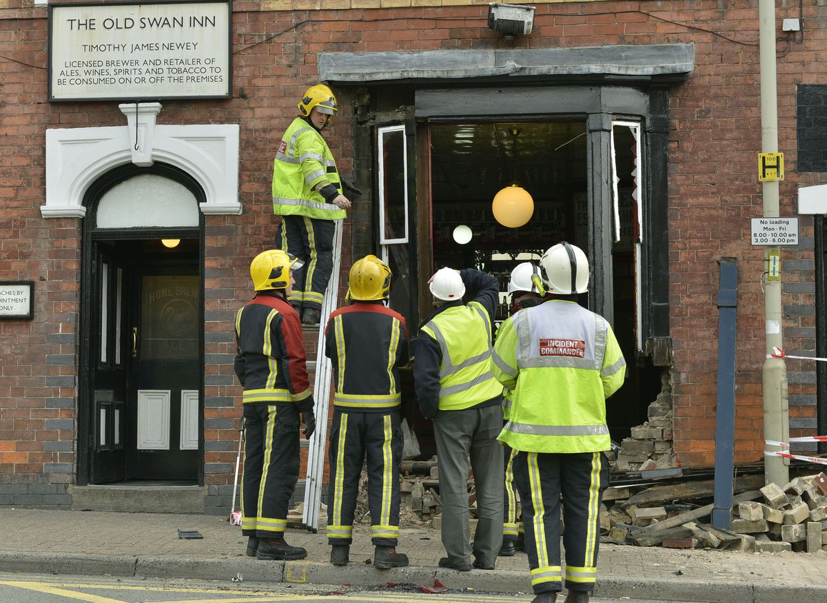 The aftermath of the crash at the Old Swan Inn