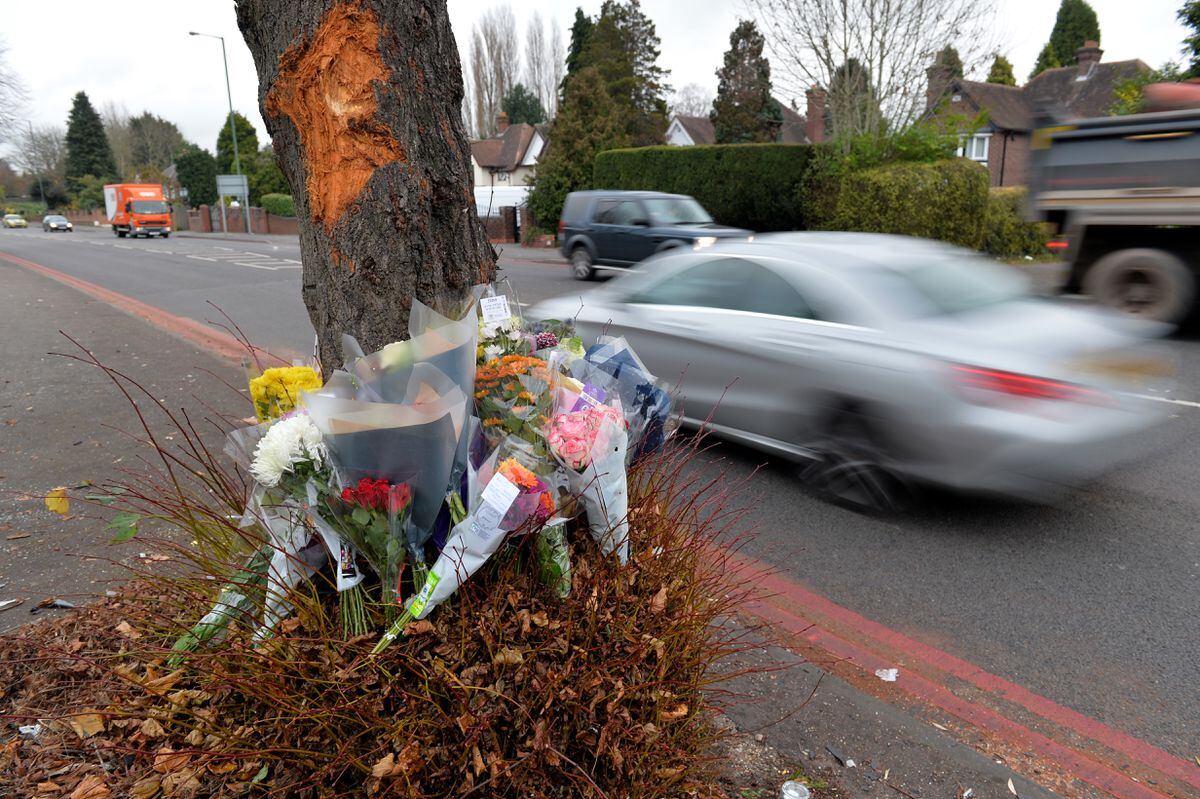 Flowers left in tribute to Baljinder at the scene of the Broadway crash