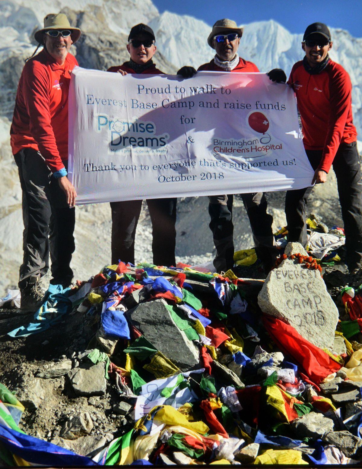 Suresh, second right, at Everest base camp in 2019