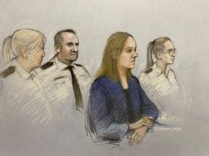 Court artist sketch by Elizabeth Cook of Lucy Letby appearing in the dock at Manchester Crown Court where she is charged with the murder of seven babies and the attempted murder of another 10, between June 2015 and June 2016 while working on the neonatal unit of the Countess of Chester Hospital
