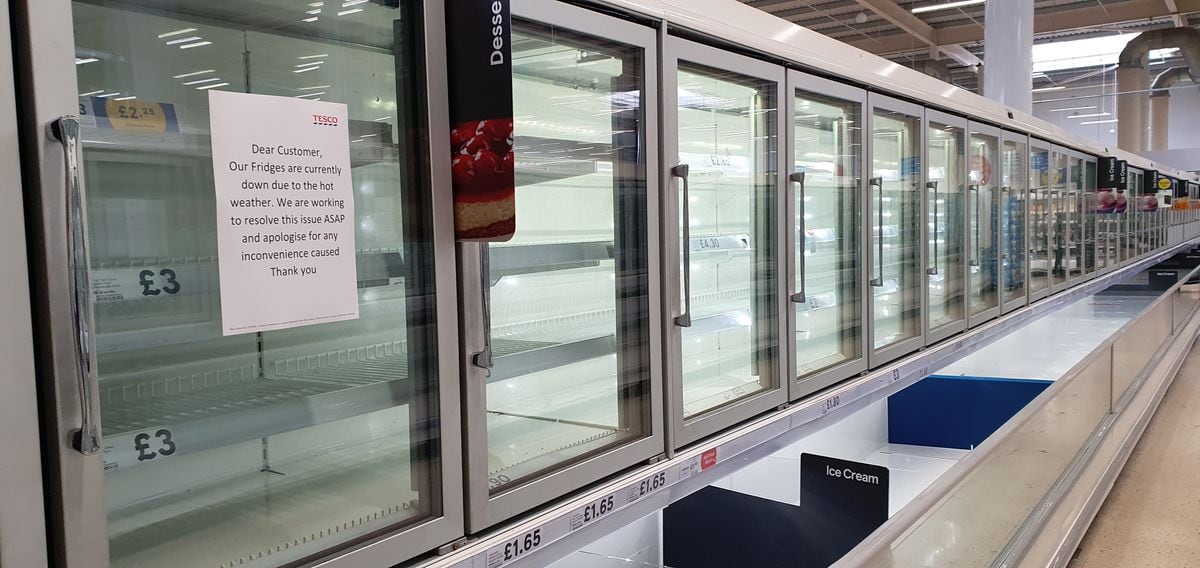 Items such as ice cream, frozen chicken and ready meals were taken out of the freezers
