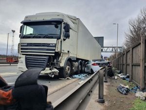 The scene of the crash on the M6. Pic: @WMFSWestBrom