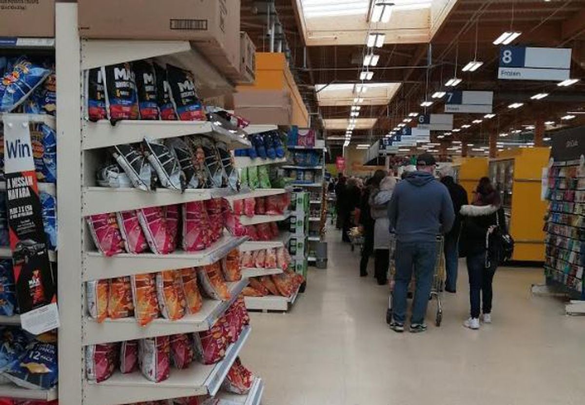 Shaun Harrison sent us this photo of the queues in Tesco Extra in the New Square shopping centre in West Bromwich.