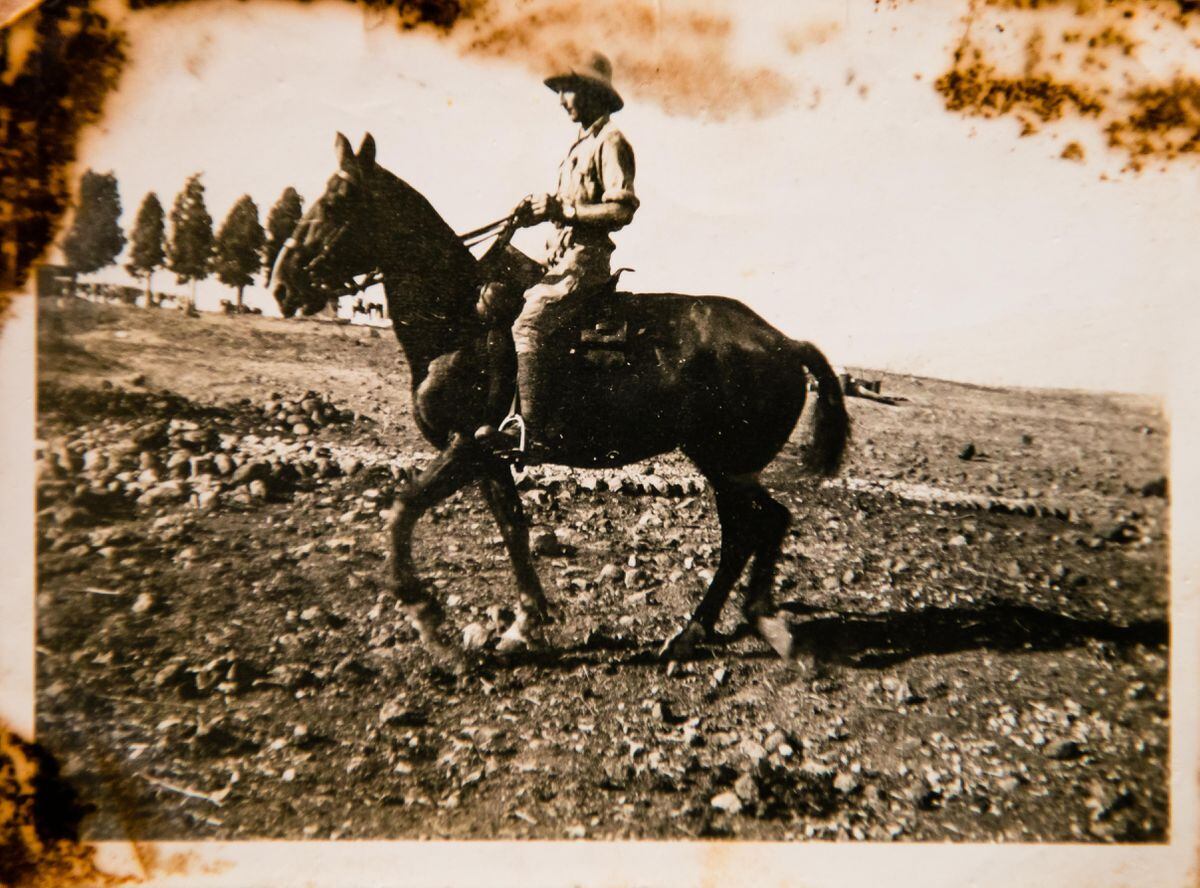 Mr Bray on his horse in Palestine