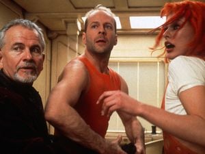 Ian Holm, Bruce Willis and Milla Jovovich in The Fifth Element 