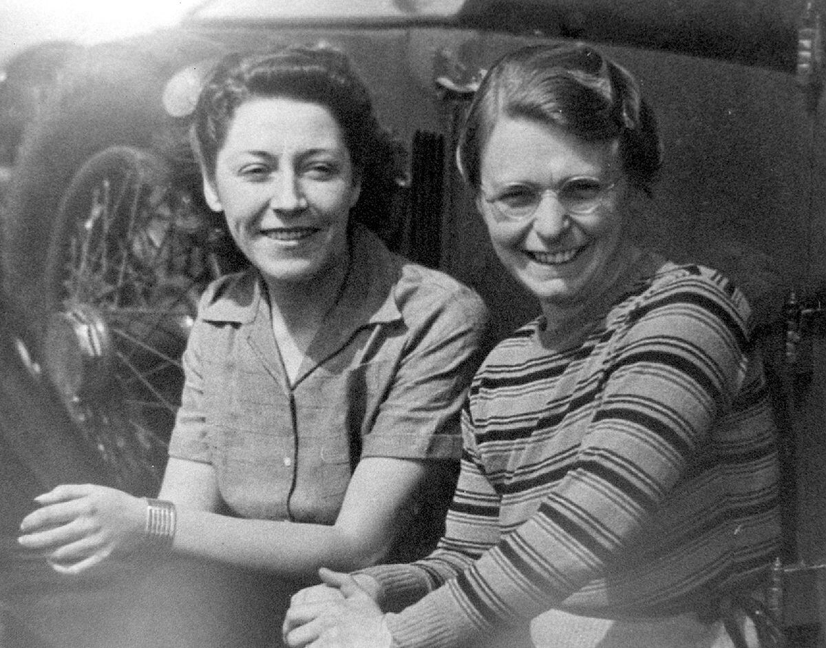 Amy, left, on the Long Mynd in 1938 with Mrs Espin Hardwick, whose husband founded the Midland Gliding Club.