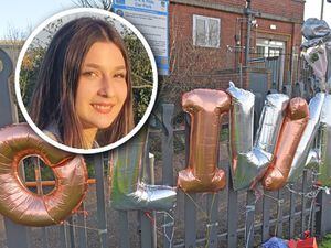 Tributes left at the scene where Olivia Kolek, inset, died