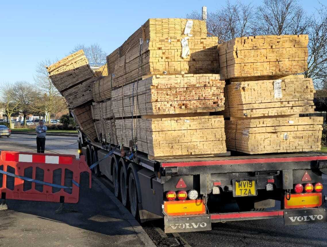 Watch: Lorry sheds its load of wood in Wolverhampton city centre causing rush hour delays