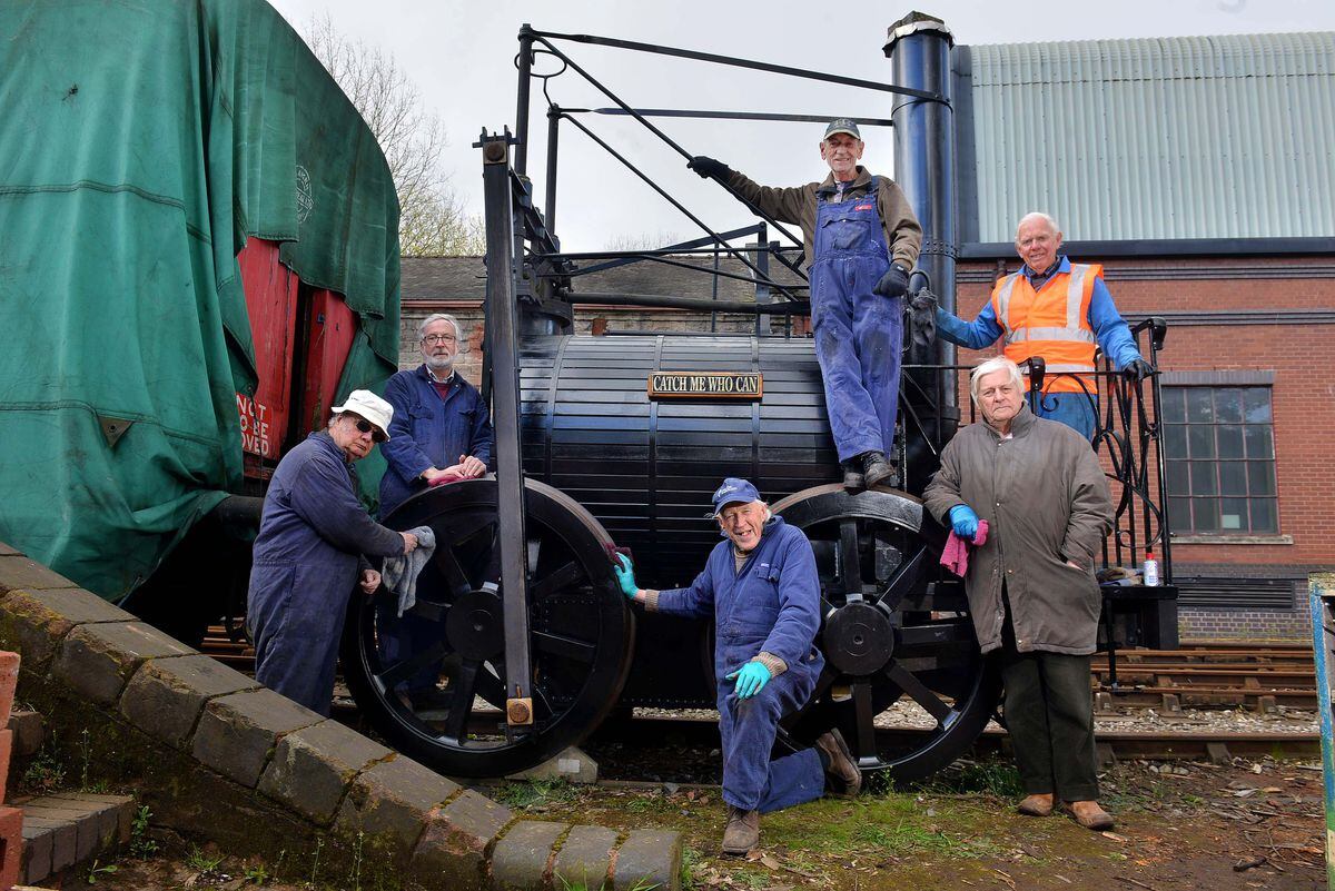 From left to right, some of the men working on the Catch Me Who Can replica: Michael Grocock,  Charles Lamont, Brian Jones, Allan Mackenzie, John Price and Mark Rigg