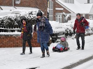 An alternative way to travel to school in Walsall as snow falls on the Black Country