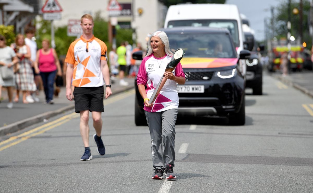 Stephen Sutton's mum Jane is emotional as she carries the baton through Burntwood