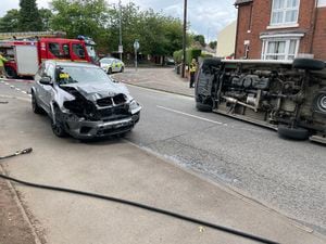The aftermath of the collision on Station Road in Aldridge. Photo: West Midlands Fire Service.