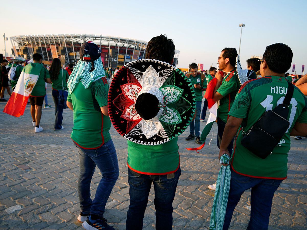 Mexico fans outside of the stadium ahead of the FIFA World Cup Group C match between Mexico and Poland at Stadium 974, Rass Abou Aboud. Picture date: Tuesday November 22, 2022. PA Photo. See PA story WORLDCUP Mexico. Photo credit should read: Peter Byrne/PA Wire...RESTRICTIONS: Use subject to restrictions. Editorial use only, no commercial use without prior consent from rights holder..