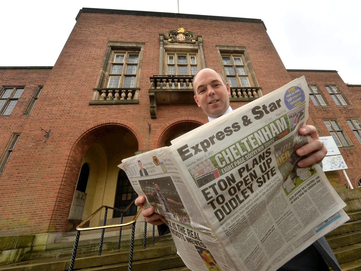 Eton headmaster Simon Henderson checks out the Express & Star's coverage of the new Dudley sixth-form