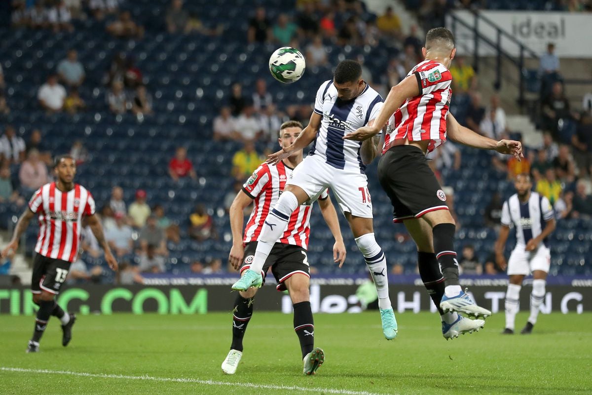 Karlan Grant of West Bromwich Albion scores a goal to make it 1-0 during the Carabao Cup First Round match between West Bromwich Albion and Sheffield United at The Hawthorns on August 11, 2022 in West Bromwich, England. (Photo by Adam Fradgley/West Bromwich Albion FC via Getty Images).