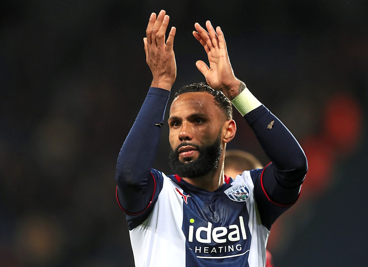 Kyle Bartley of West Bromwich Albion applauds the West Bromwich Albion Fans after the Sky Bet Championship match between West Bromwich Albion and AFC Bournemouth at The Hawthorns on April 6, 2022 in West Bromwich, England. (Photo by Adam Fradgley/West Bromwich Albion FC via Getty Images).