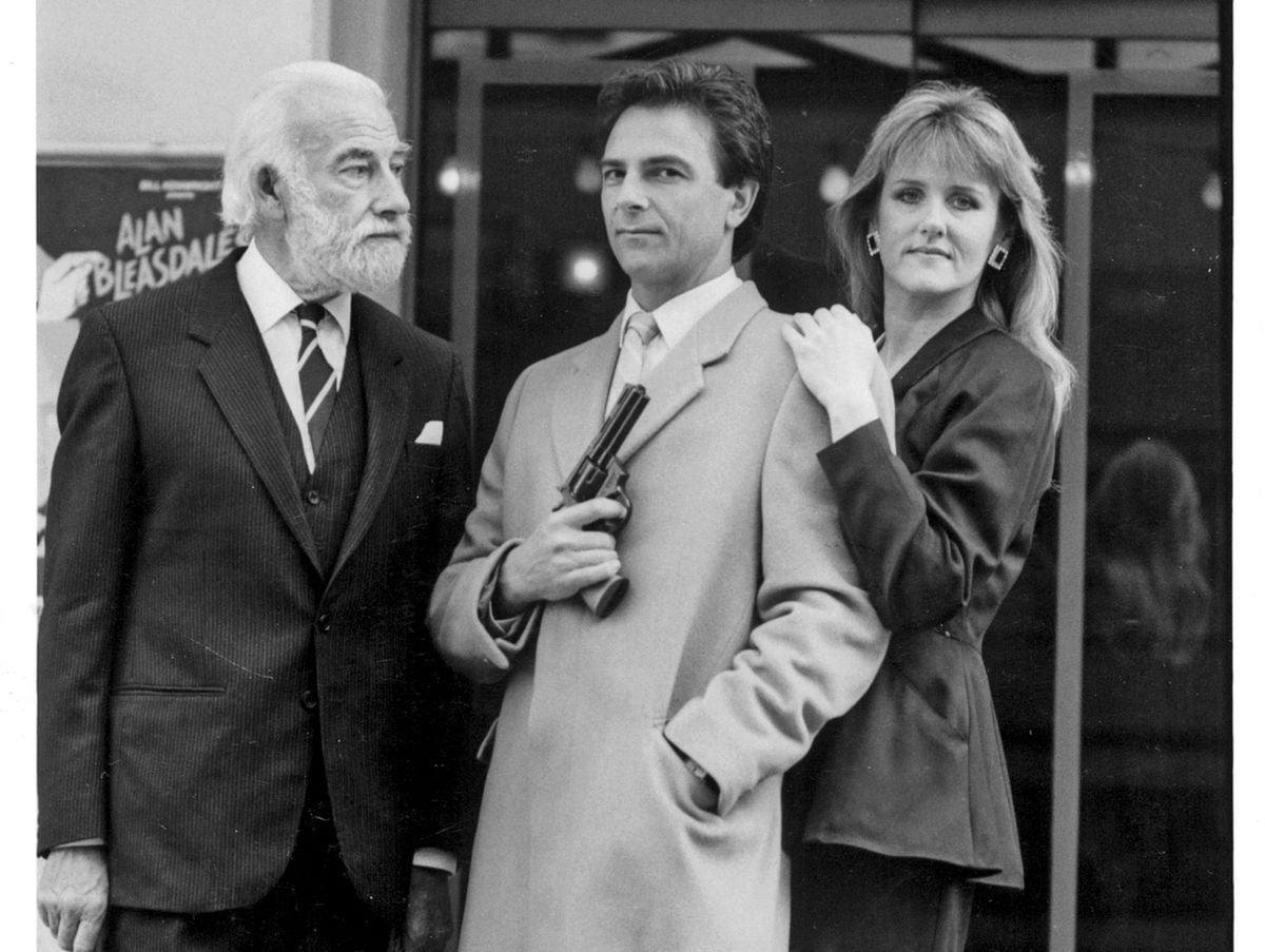 Actors Ernest Clark, Brian Capron and Joanna Hole outside the Grand