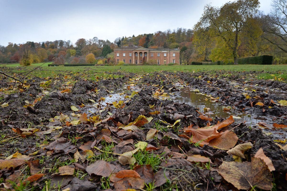 The state of grounds of Himley Hall after fireworks