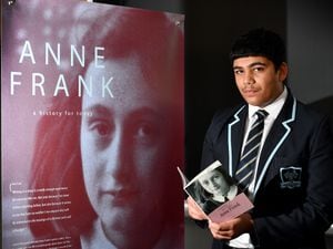 Peer guide Kaushik Sondhi, aged 14, is one of the students at helping hosting a two-week Anne Frank exhibition 