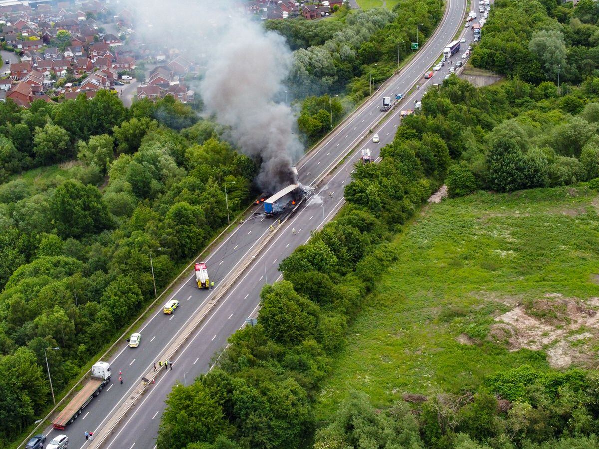 Drone shot of the accident scene on the A5. Credit: Tech-Mark Media.