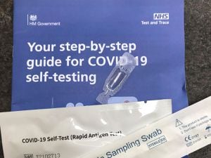 An NHS Test and Trace Covid-19 lateral flow test