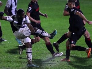 CANNOCK, ENGLAND - OCTOBER 31: Jovan Malcolm of West Bromwich Albion scores a goal to make it 3-0 at Keys Park on October 31, 2022 in Cannock, England. (Photo by Adam Fradgley/West Bromwich Albion FC via Getty Images).