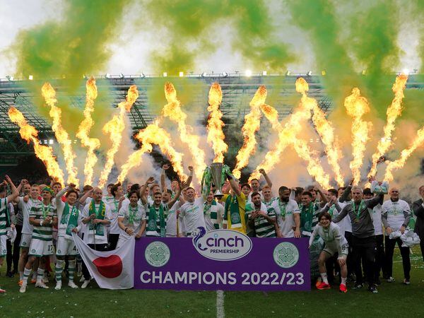 Celtic lift Premiership trophy
