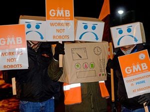 The GMB staged a 6am protest over working conditions at Amazon's warehouse in Rugeley