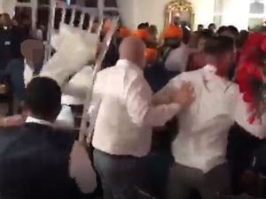The moments the wedding brawl erupted at the Ramada Park Hall Hotel, in Wolverhampton. Image: Facebook