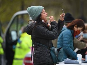People take part in coronavirus testing on Clapham Common in south London in April 2021 (Kirsty O'Connor/PA)