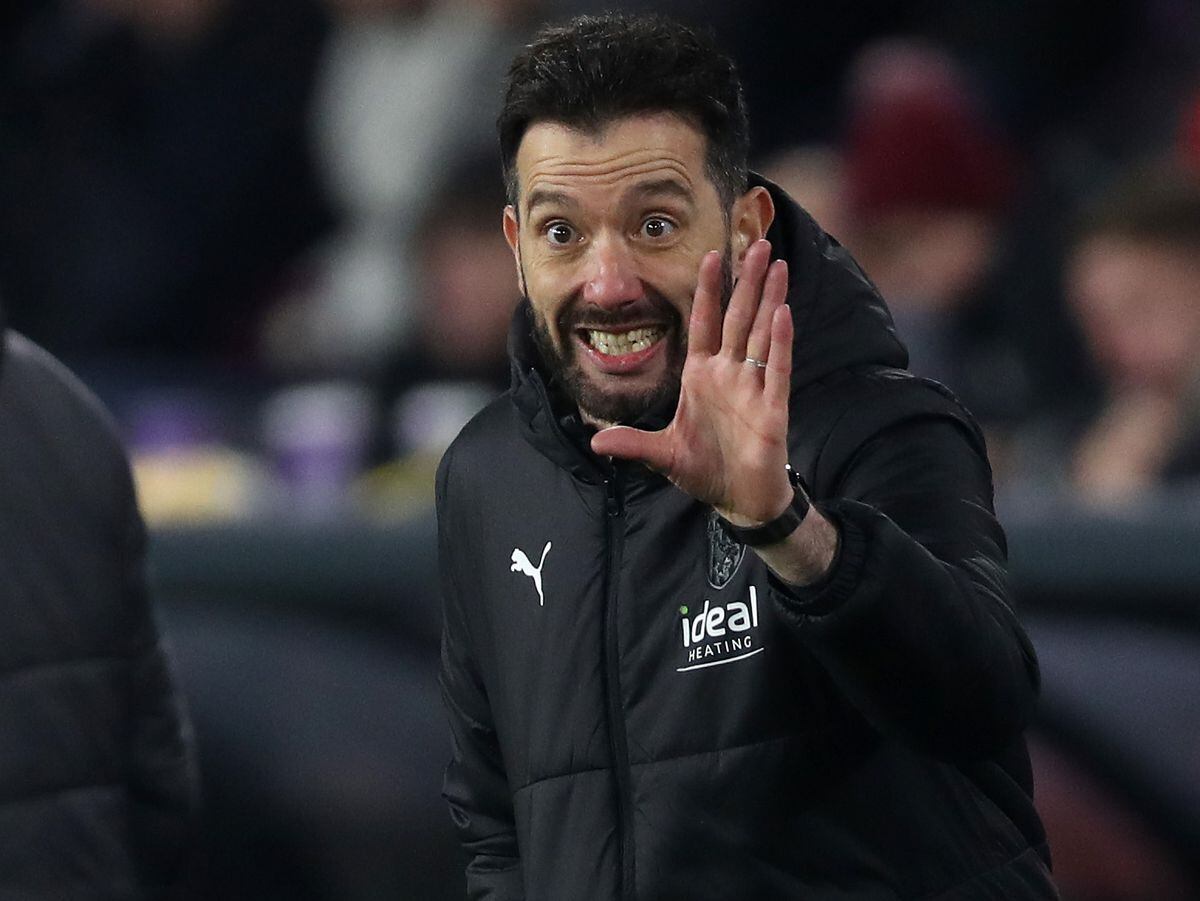 Carlos Corberan tried to get his messages across to Albion's players in Friday's late defeat at Turf Moor (Photo by Adam Fradgley/West Bromwich Albion FC via Getty Images).