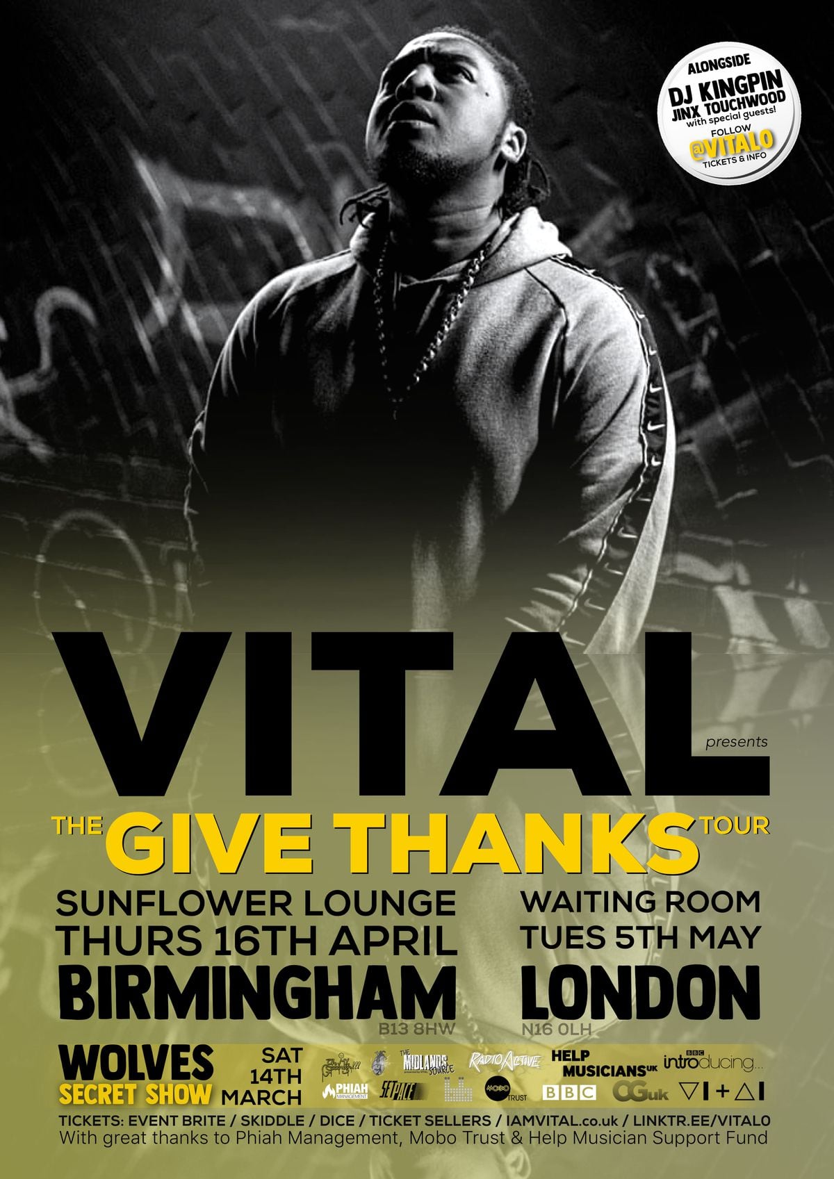 The poster for Wolverhampton's VITAL's upcoming shows