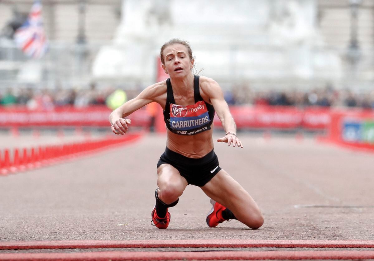 Hayley collapsed just before the finishing line of the London marathon, but managed to get herself over the line in 18th place