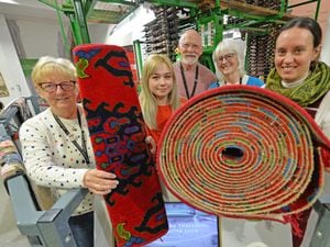 The Museum of Carpet in Kidderminster celebrates its 10th birthday this October. Staff pictured from left, Faye Gillmore, Alison Foad, Tony L'Huillier, Linda Davis and Hannah De Lisle