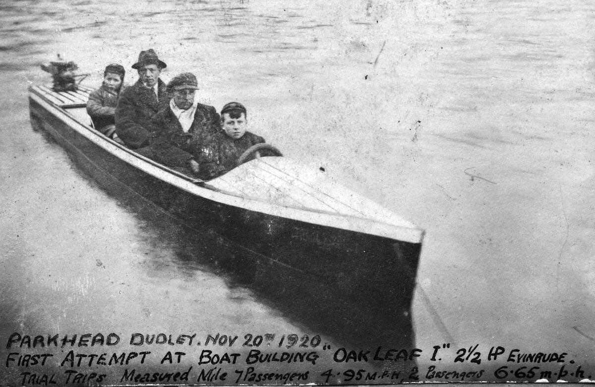 "Parkhead, Dudley, Nov 20th 1920. First attempt at boat building, Oak Leaf I."