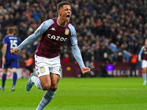 Villa’s Jacob Ramseycelebrates scoingagainst Leeds Unitedon Wednesday night