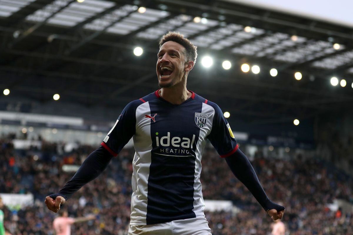 Callum Robinson of West Bromwich Albion celebrates (Photo by Adam Fradgley/West Bromwich Albion FC via Getty Images).