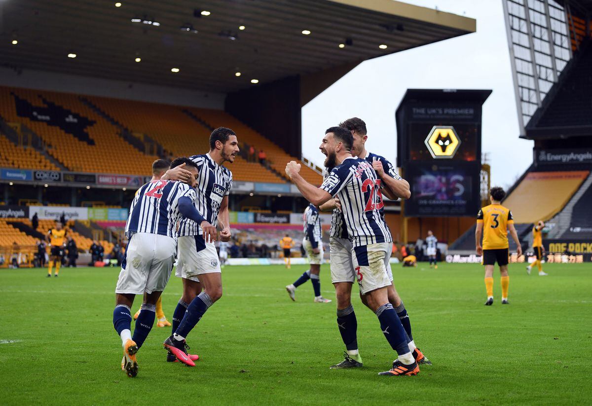 West Bromwich Albion's Robert Snodgrass celebrates at the final whistle